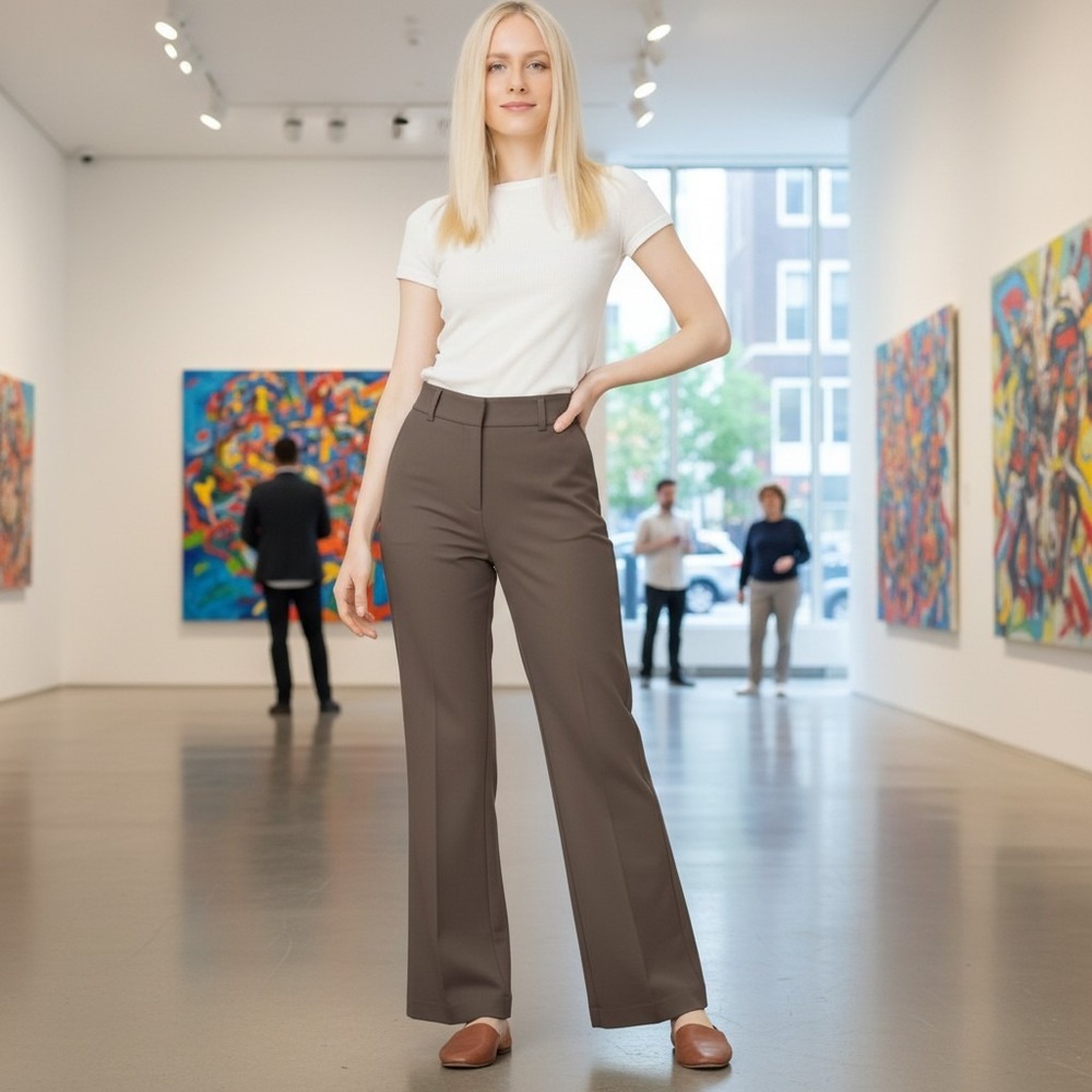 Rekucci Bootcut Dress‎ Pants Women 2 Mocha Brown Stretch Office Dark Academia